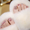 Toe nails with diamonds glass beads cat eye light therapy handmade