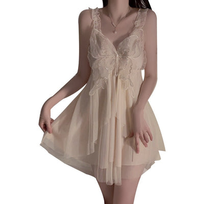 mondmi Lingerie Pure Desire Temptation Butterfly with Chest Pad Sling Nightdress and Rob4099e Plus Size - mondmimondmi Lingerie Pure Desire Temptation Butterfly with Chest Pad Sling Nightdress and Rob4099e Plus SizeCostumeMondmimondmimondmi Lingerie Pure Desire Temptation Butterfly with Chest Pad Sling Nightdress and Rob4099e Plus SizeM4099 White (Nightdress)