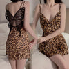 Leopard Print Butterfly Swing Neck Halter Nightgown