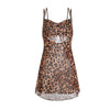 Leopard Print Butterfly Swing Neck Halter Nightgown 